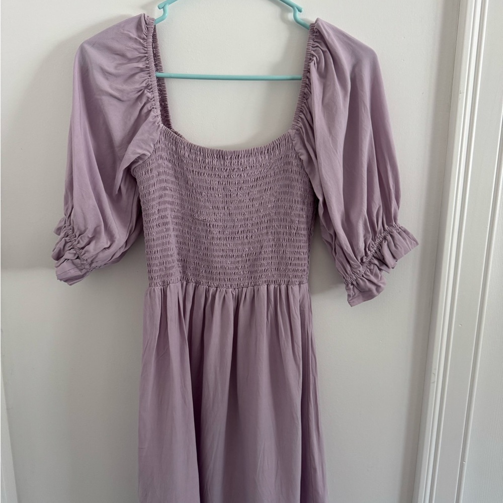Whimsy + Row Lavender Puff Sleeve Joni Dress